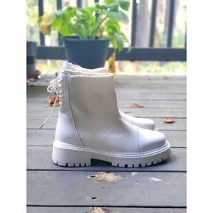 Knit White Boots